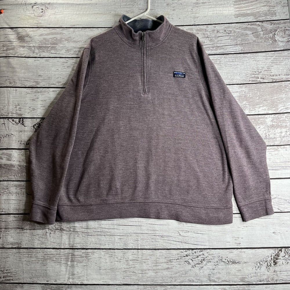 LL Bean Traditional‎ Fit Quarter Zip Sweater Men's XXL Maroon